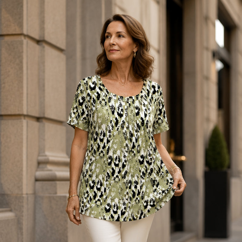 🎨👕 LIMITED TIME 50% OFF! 🌸Printed Round Neck Top – Vibrant print & effortless style – Stand out with ease. ✨