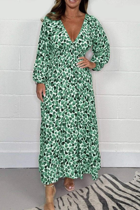 🎁Limited time 50% OFF⏳✨️Women Printed Sexy Deep V-neck Dress