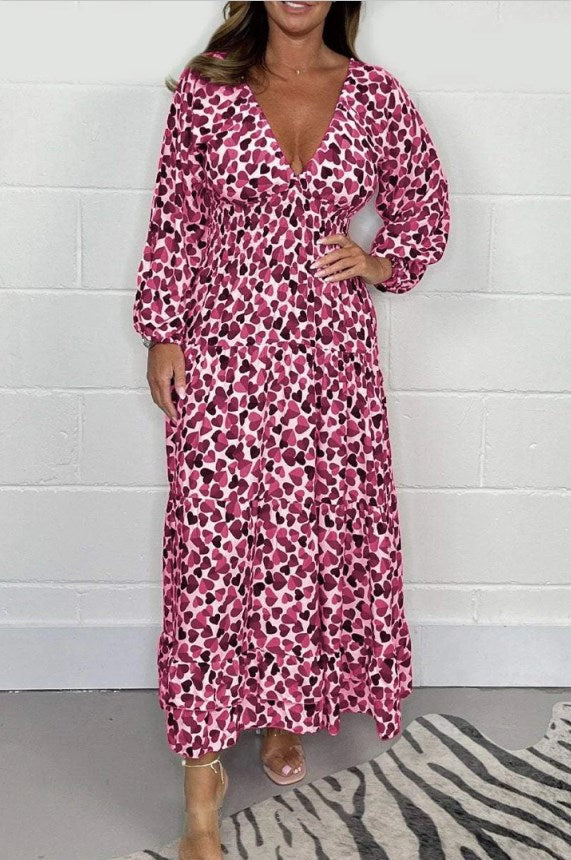 🎁Limited time 50% OFF⏳✨️Women Printed Sexy Deep V-neck Dress