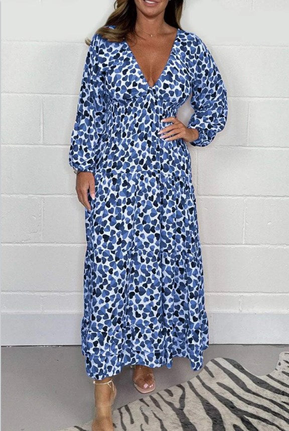 🎁Limited time 50% OFF⏳✨️Women Printed Sexy Deep V-neck Dress