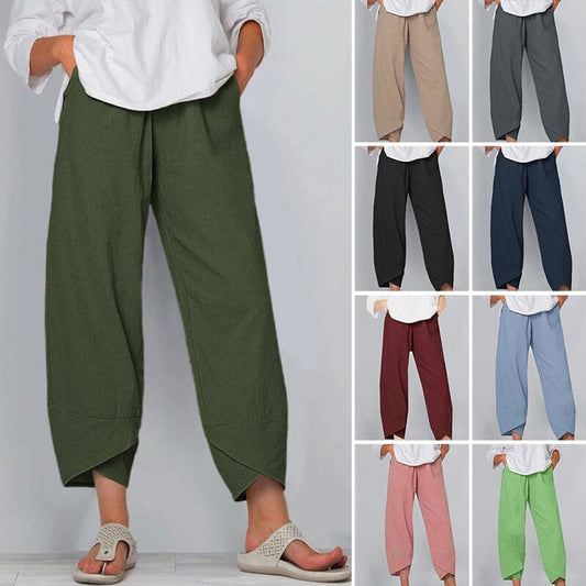 👖50% OFF NOW!✨Vintage Asymmetrical Elastic Waist Pockets Pants – Unique Design, Comfortable Fit & Functional Style🌸
