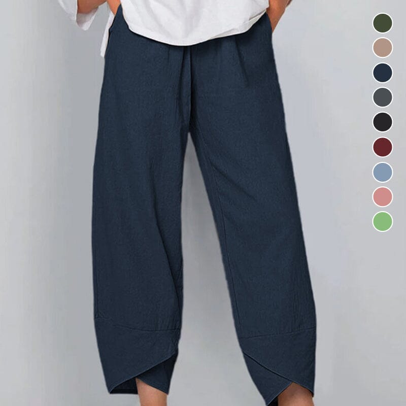 👖50% OFF NOW!✨Vintage Asymmetrical Elastic Waist Pockets Pants – Unique Design, Comfortable Fit & Functional Style🌸