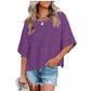 ☀️2026 HOT SALE 50% OFF💃🌸Women's Solid Color Splicing Loose Five Points Flare Sleeve T-Shirt