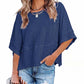 ☀️2026 HOT SALE 50% OFF💃🌸Women's Solid Color Splicing Loose Five Points Flare Sleeve T-Shirt