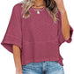 ☀️2026 HOT SALE 50% OFF💃🌸Women's Solid Color Splicing Loose Five Points Flare Sleeve T-Shirt