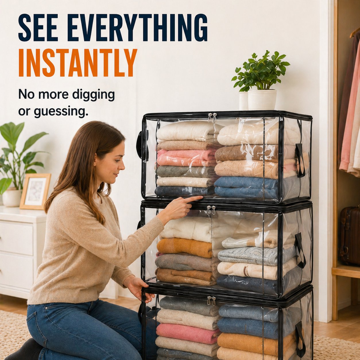 🎁 2026 Sale 49% OFF📦Large Heavy-Duty Thick Plastic Clear Storage Bag for Clothes, Moving & Storage