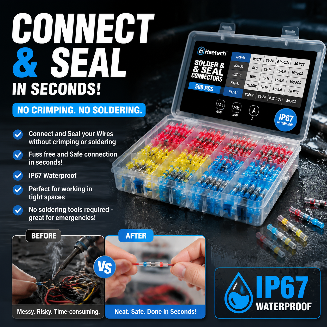 💎 50% OFF! 💎 Solderstick Waterproof Solder Wire Connector Kit – IP67 Rated, No Tools Needed & Ready in Seconds