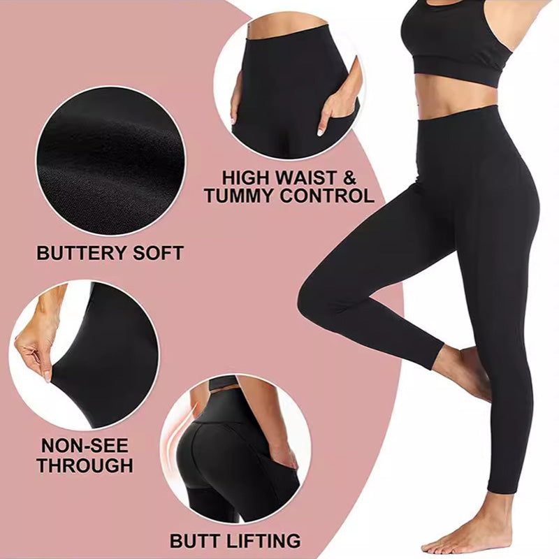 🌸High-Waisted Butt Lifting Tummy Control Shaping Training Leggings with Side Pocket