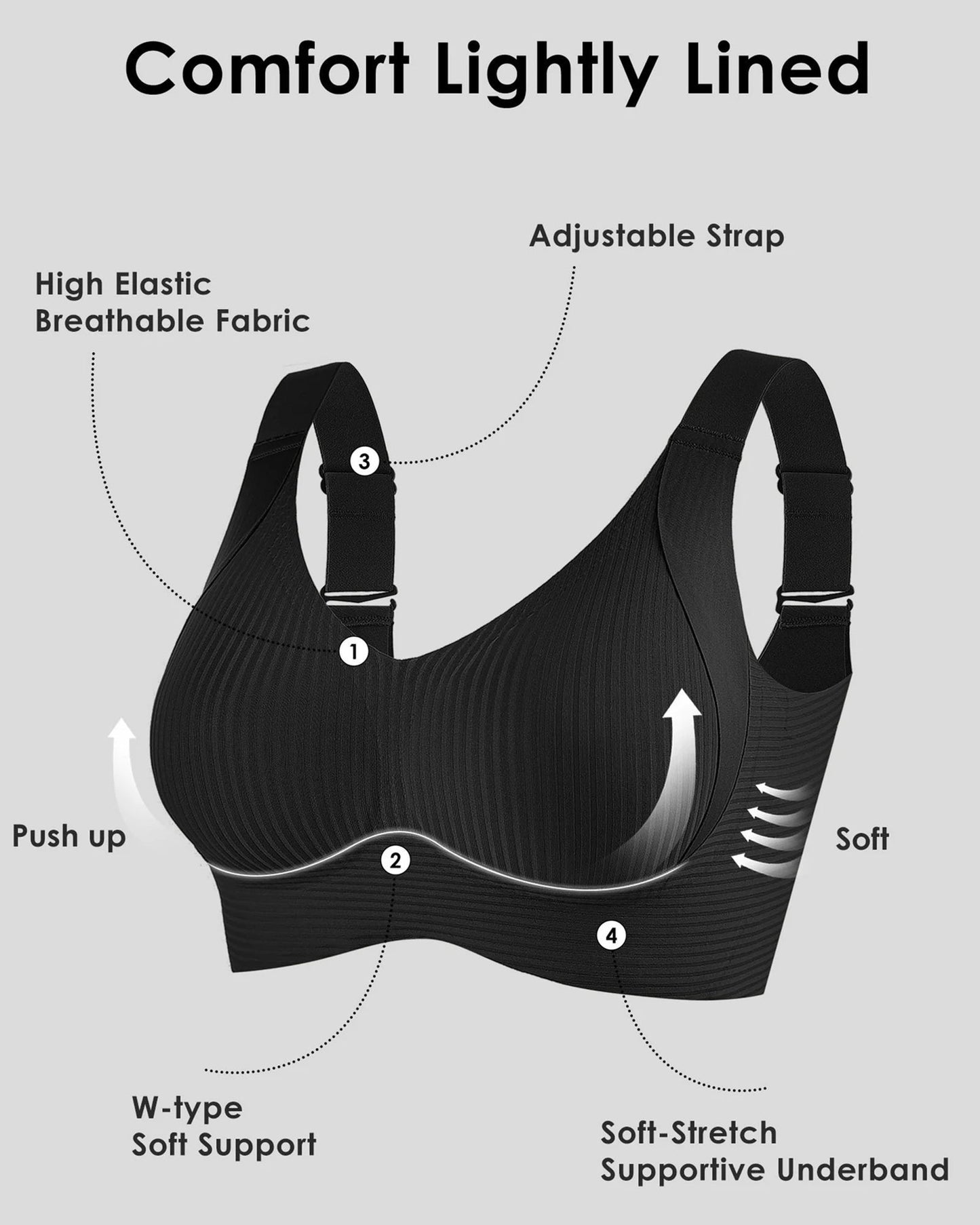 🎁2026 New Arrivals 50% OFF💥Women's Ribbed Push Up Adjustable Wireless Bra🌸