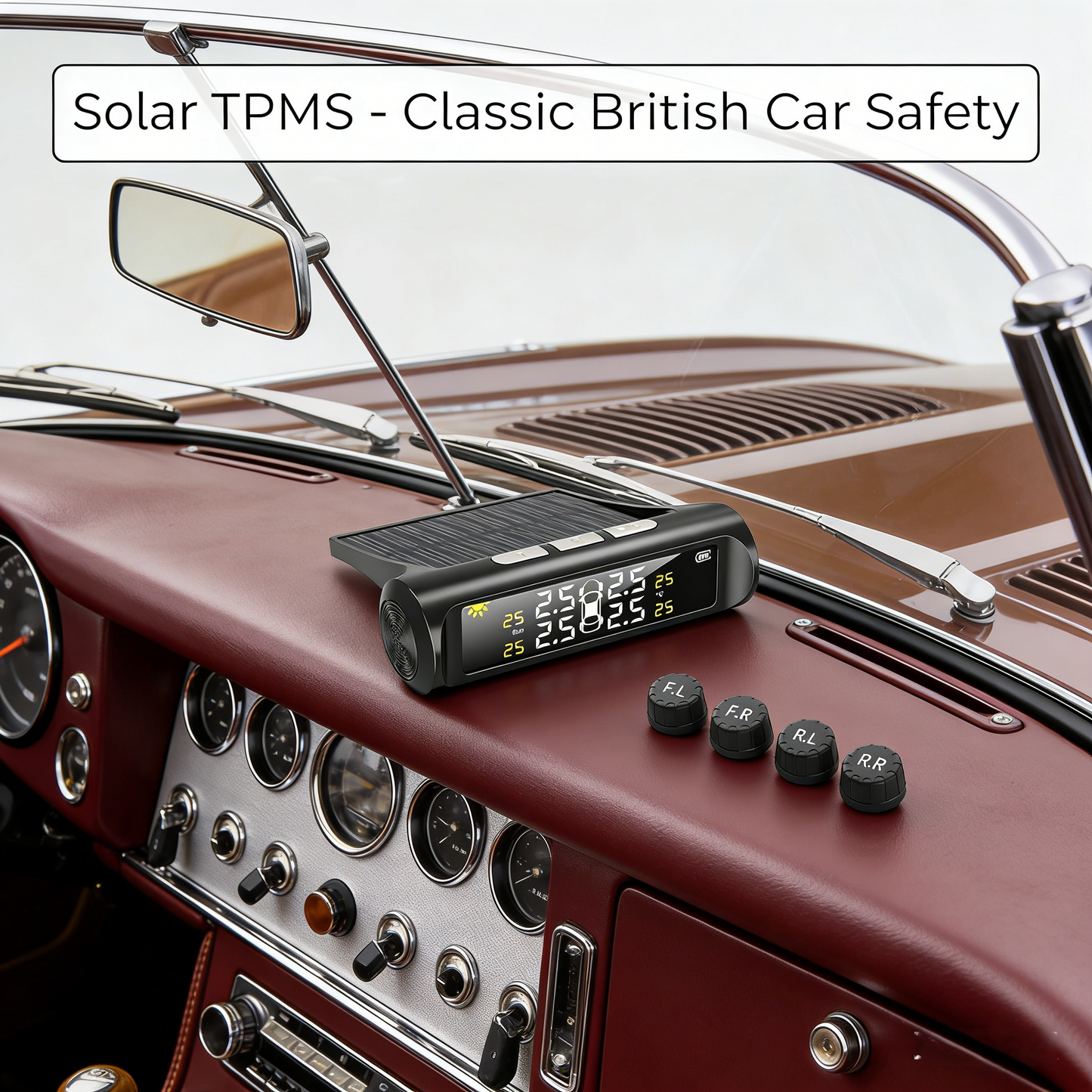 🚗Solar Real-Time Four-Wheel Display Tire Pressure Monitor