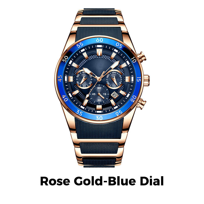 ⌚ LIMITED TIME 50% OFF! 💧 Men’s Waterproof Multifunctional Quartz Watch – Chronograph, Luminous, Stainless Steel ⏱️