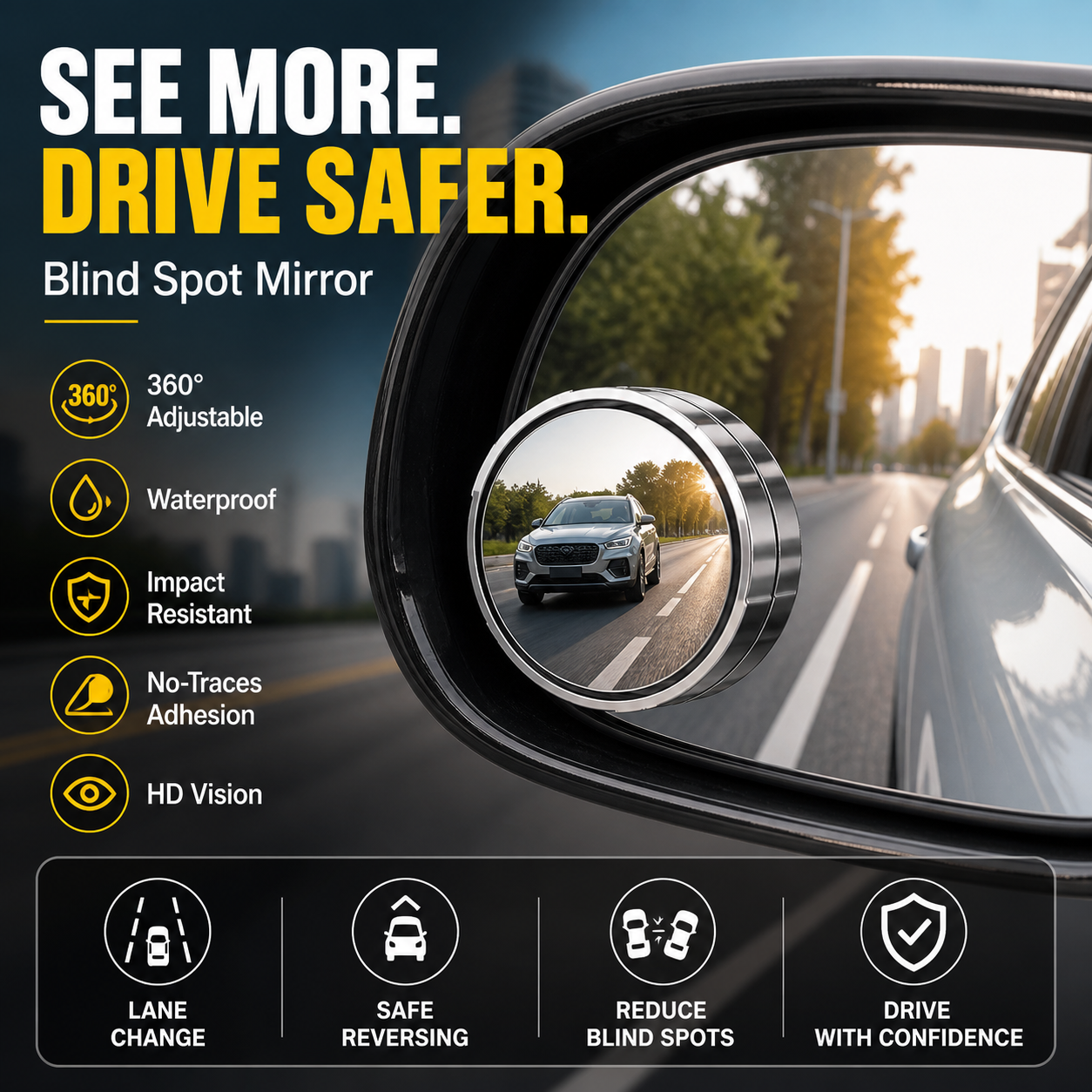 🥳HOT SALE🥳💞15K+ SOLD! Blind Spot Mirrors – From £4.99! HD vision, 360° adjustable & waterproof. Safer driving – grab yours! ✅