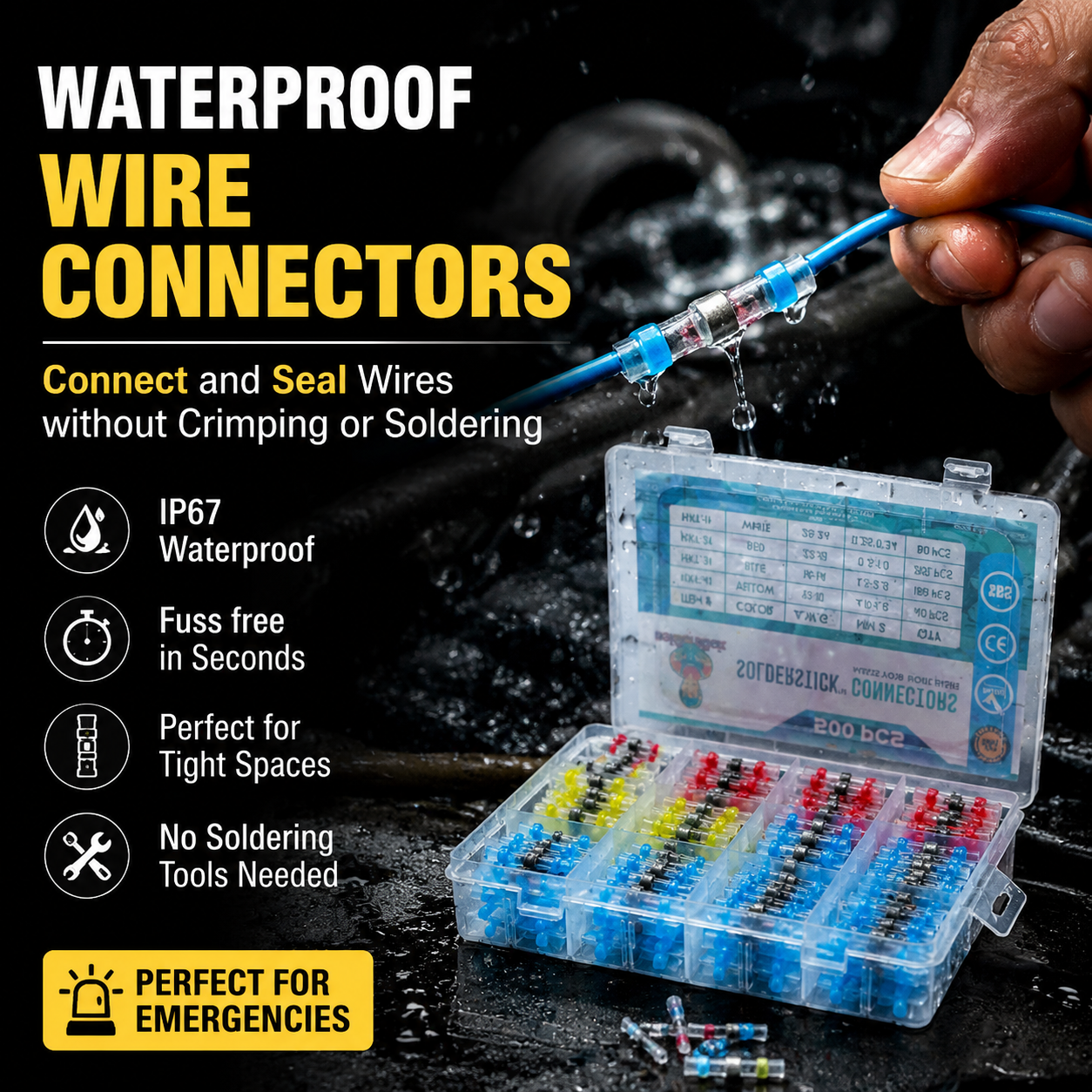 💎 50% OFF! 💎 Solderstick Waterproof Solder Wire Connector Kit – IP67 Rated, No Tools Needed & Ready in Seconds