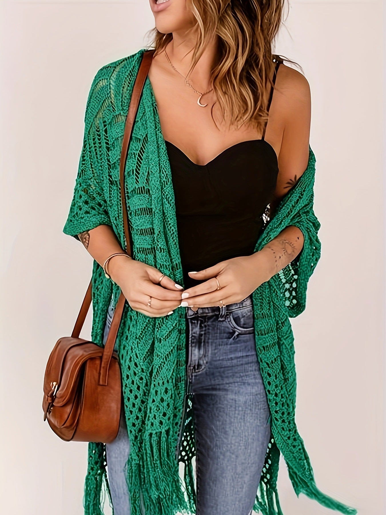 🥳2026 HOT SALE🥳💞50K+ SOLD!👗🌿 50% OFF! Women's Open-Front Knit Cover-Up – Breathable hollow-out knit, tassel fringe hem. Flattering draped silhouette. Wear over swimwear or with jeans. Beach or city ready. 🌊✨