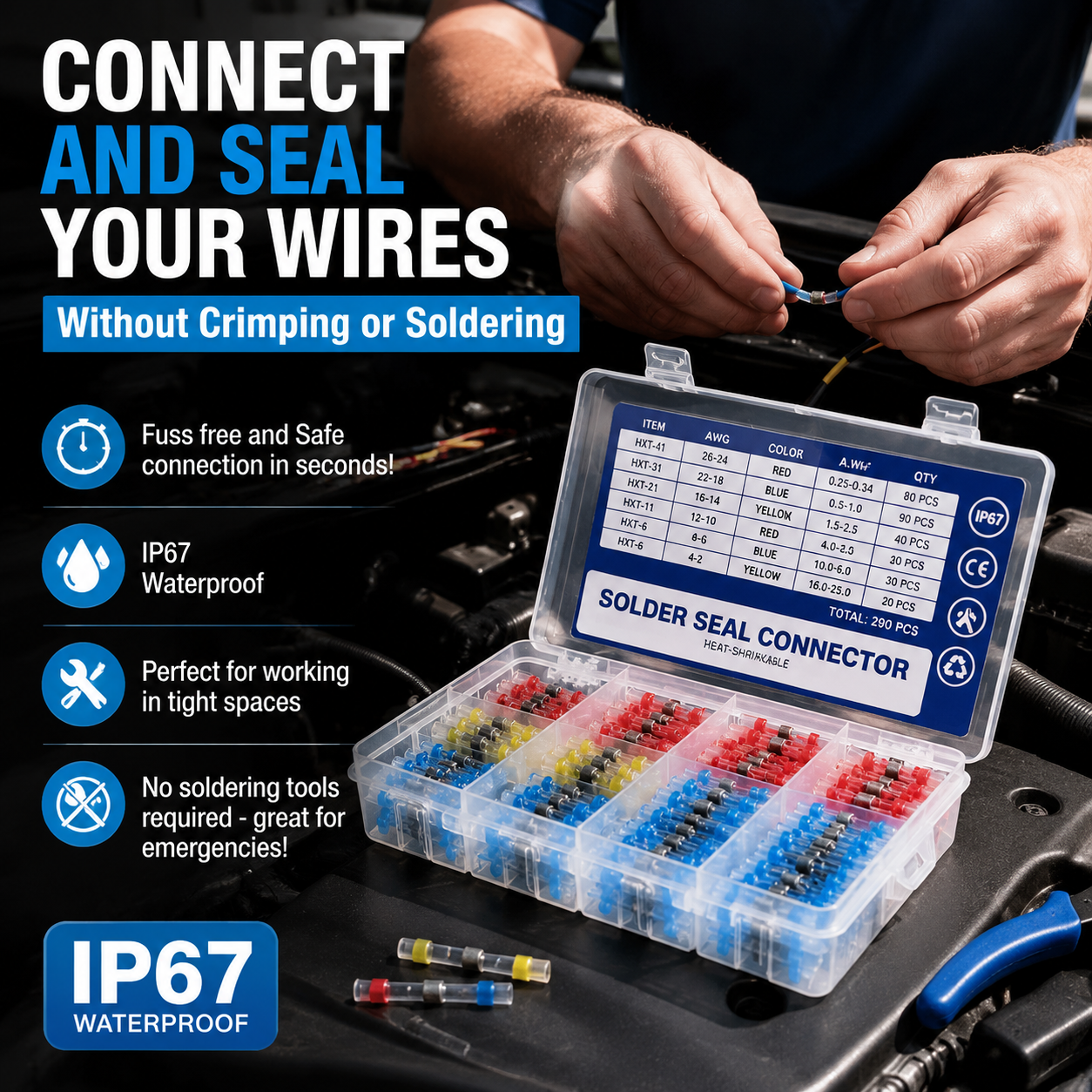 💎 50% OFF! 💎 Solderstick Waterproof Solder Wire Connector Kit – IP67 Rated, No Tools Needed & Ready in Seconds