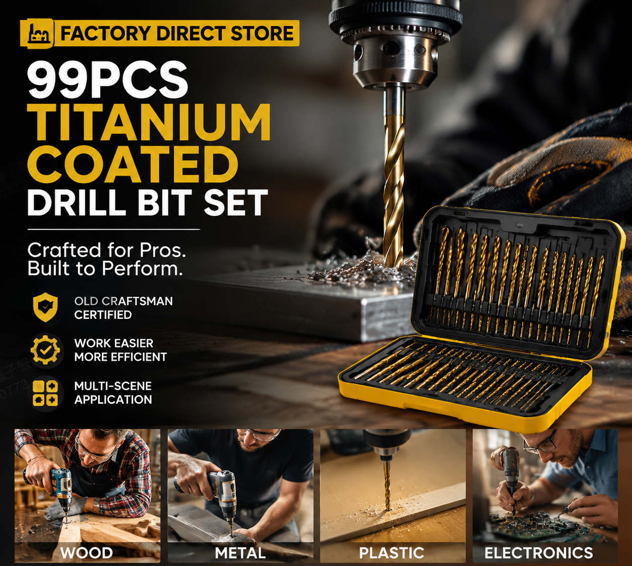 🔧 50% OFF NOW! ⚡ 99pcs Titanium Coated Drill Bit Set – High-efficiency, durable & versatile – Ideal for craftsmen & DIY projects 🛠️