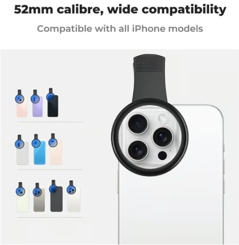 52mm Clip-0n CPL Phone CameraLens Filter Kit, Circular PolarizerPolarizing Filter Compatible with Mostcell phones