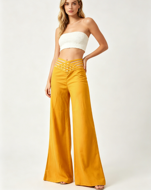 💖2026 NEW TYPE SALE 50% OFF💷🍃Women's Casual Hollow-out High-Waisted Wide-Leg Pants