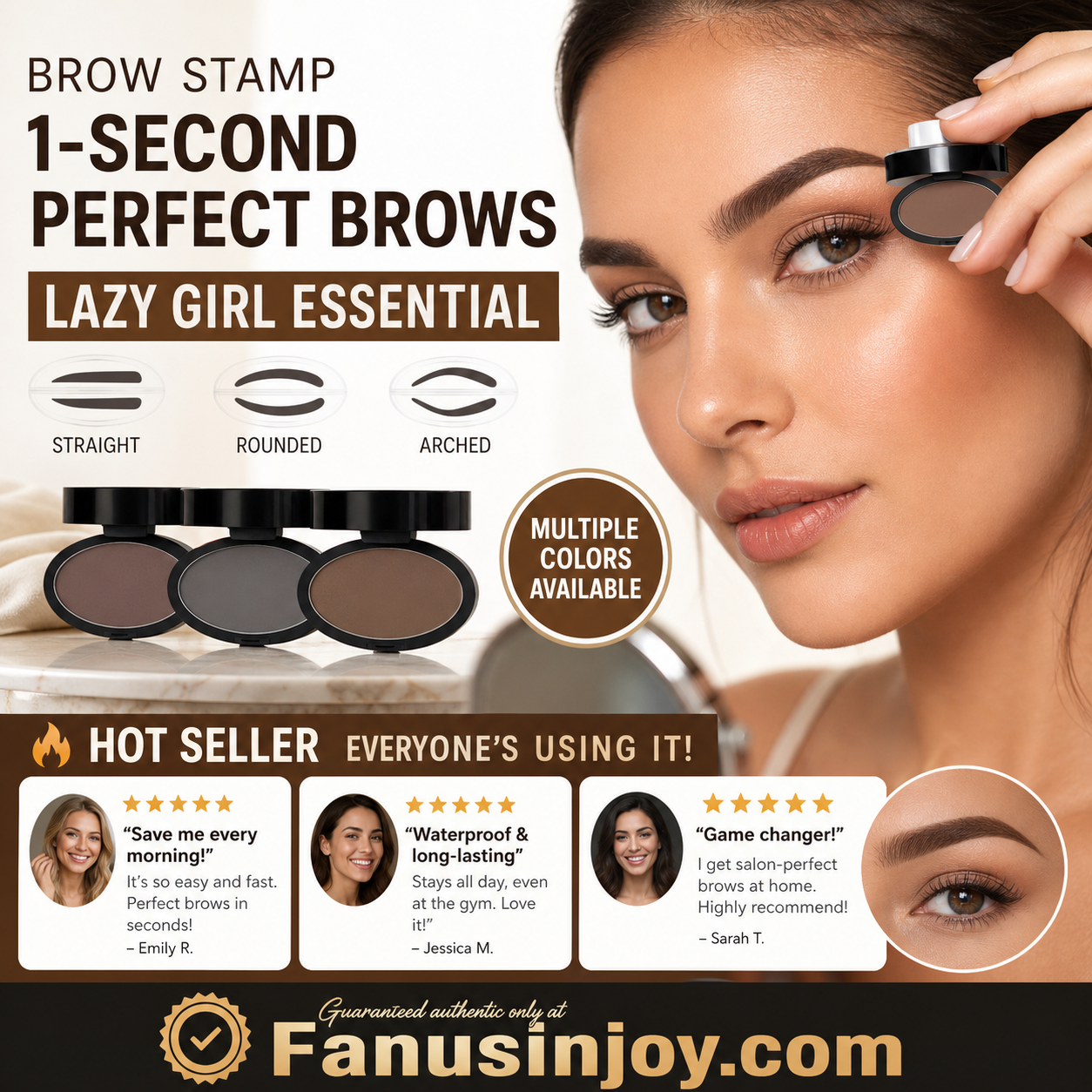 🖌️50K+ Sold!!!🖤Eyebrow Stamp Powder Kit with Applicator Brush, One Press Perfect Brow Stamp, Waterproof Long Lasting 24H Wear Eyebrow Makeup for Lazy Daily Salon-Like Brows