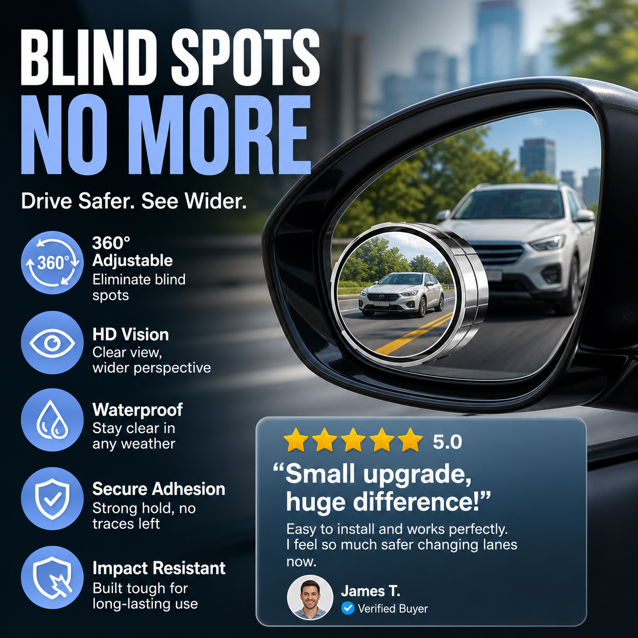 🥳HOT SALE🥳💞15K+ SOLD! Blind Spot Mirrors – From £4.99! HD vision, 360° adjustable & waterproof. Safer driving – grab yours! ✅
