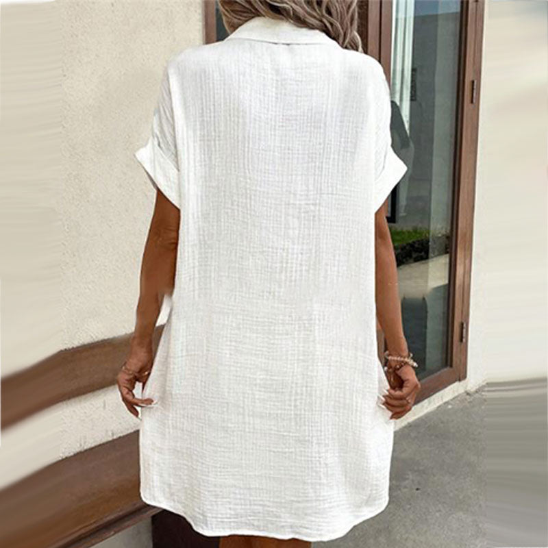 💥Limited Sale Only ￡11.99!!✨Short Sleeve Shirt Dress - Soft, Pocketed & Effortlessly Stylish💃