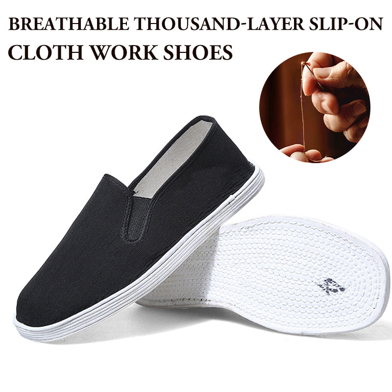 Unisex Breathable Thousand-Layer Slip-On Cloth Work Shoes
