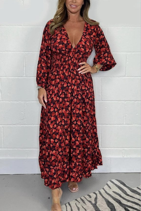 🎁Limited time 50% OFF⏳✨️Women Printed Sexy Deep V-neck Dress