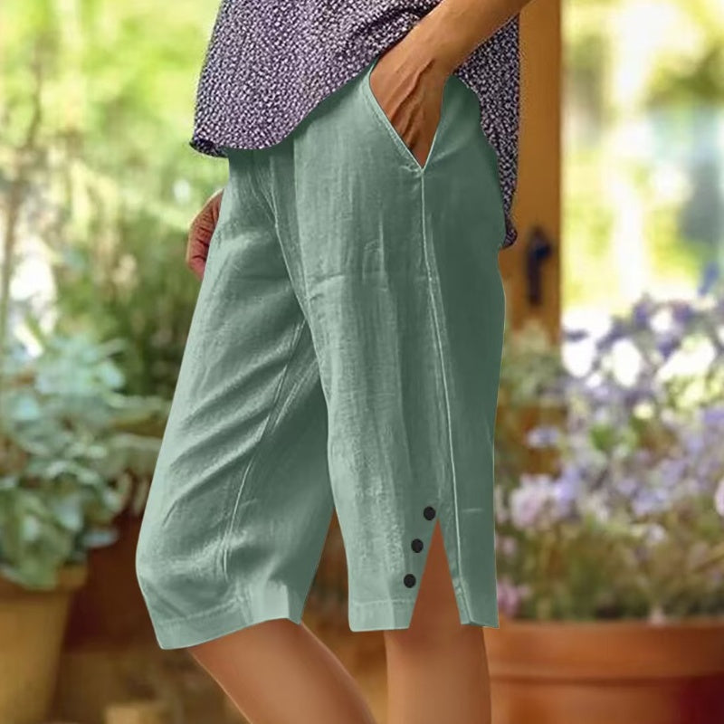 💗LAST DAY SALE 50% OFF⚡50K+ SOLD💕Women's Casual Solid Color Pocket Capri Pants