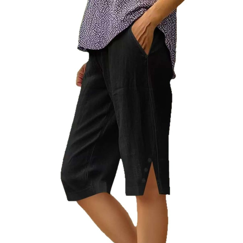 💗LAST DAY SALE 50% OFF⚡50K+ SOLD💕Women's Casual Solid Color Pocket Capri Pants