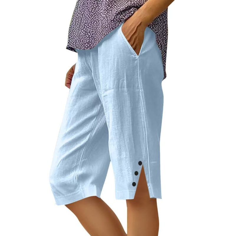 💗LAST DAY SALE 50% OFF⚡50K+ SOLD💕Women's Casual Solid Color Pocket Capri Pants