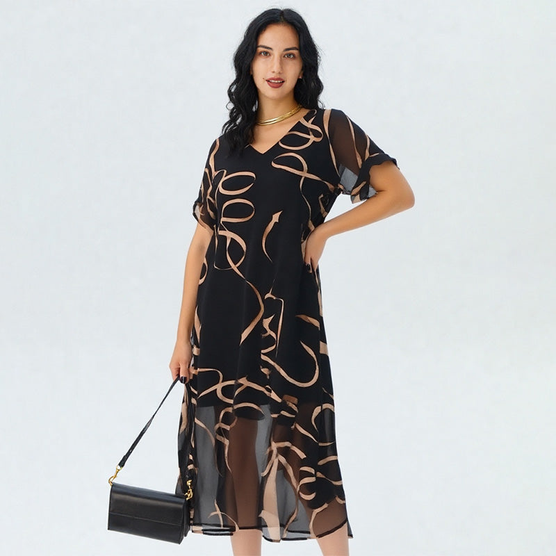 💥Special Sale 50% OFF💝✨Flowy V-Neck Printed Long Dress