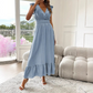 V-Neck Ruffled Waist-Defining Maxi Dress
