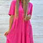 🌸 50% OFF NOW! 🌸Solid Color Comfort Lapel Button Dress