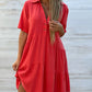 🌸 50% OFF NOW! 🌸Solid Color Comfort Lapel Button Dress