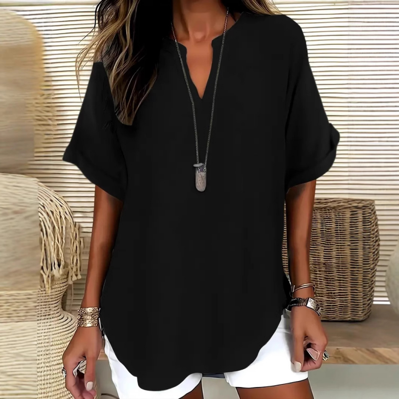 🌸Spring sale: 50% off👕Stylish top in plain fabric with short sleeves