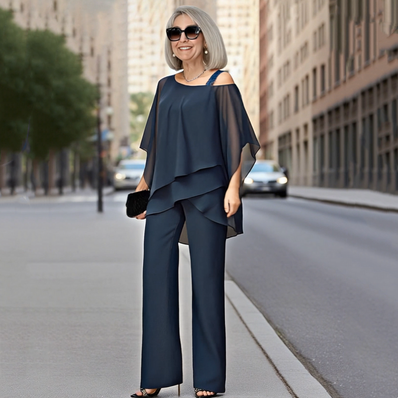 ⏰ Now only 50% off!⏰Women’s Irregular Chiffon Tops ＆ Wide-Leg Pants 2-Piece Set👚👖