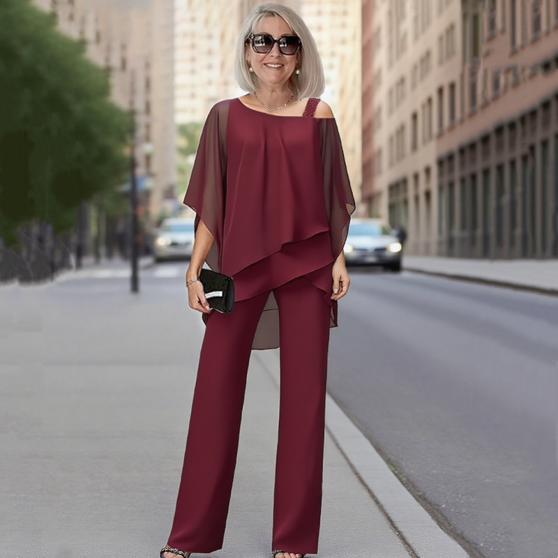 ⏰ Now only 50% off!⏰Women’s Irregular Chiffon Tops ＆ Wide-Leg Pants 2-Piece Set👚👖