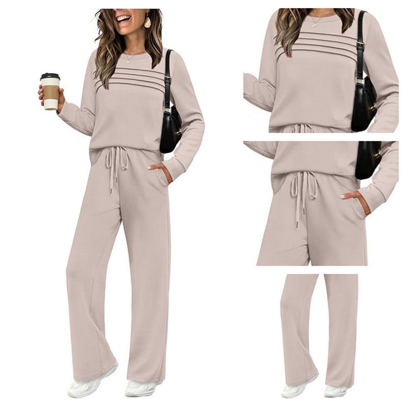 🥳2026 HOT SALE🥳💞60K+ SOLD!✨Women's Crew Neck Top & Drawstring Pants Set3
