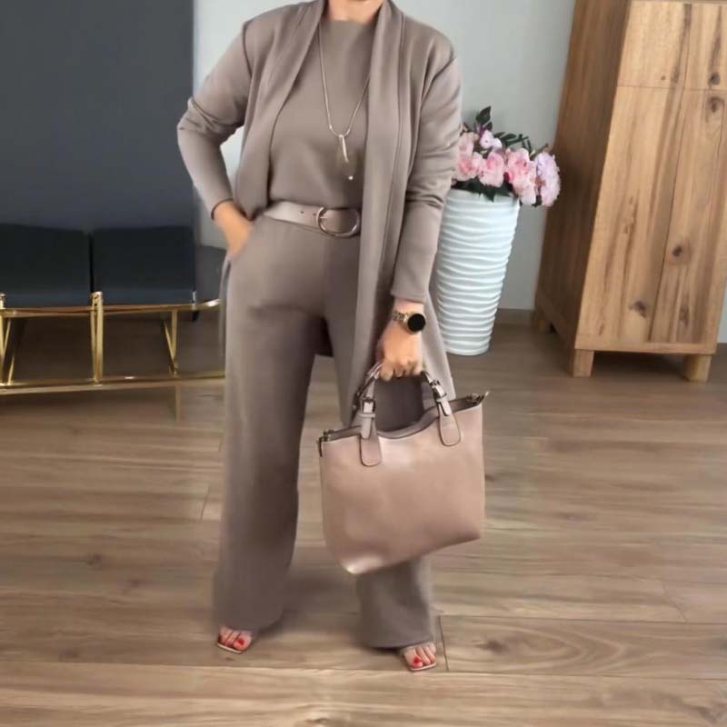 💥Christmas Sale 50% Off💥Elegant Longline Cardigan & Top & Pants 3-Pieces Set
