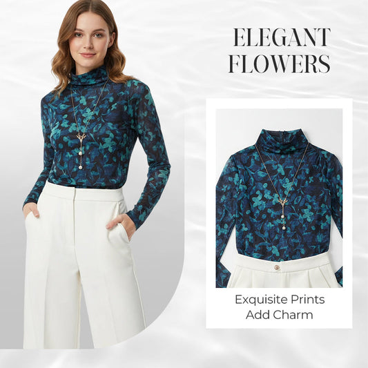 Women's Elegant Floral Mesh Top
