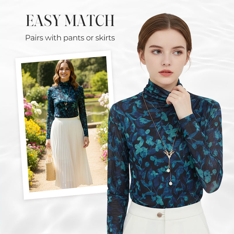 Women's Elegant Floral Mesh Top