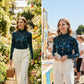 Women's Elegant Floral Mesh Top