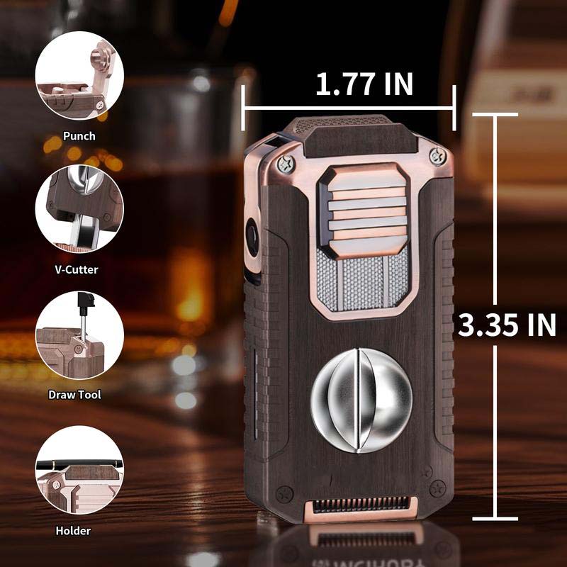🎅🎁Christmas gifts 🎊5-in-1 Refillable Cigar Torch Lighter with Cutter