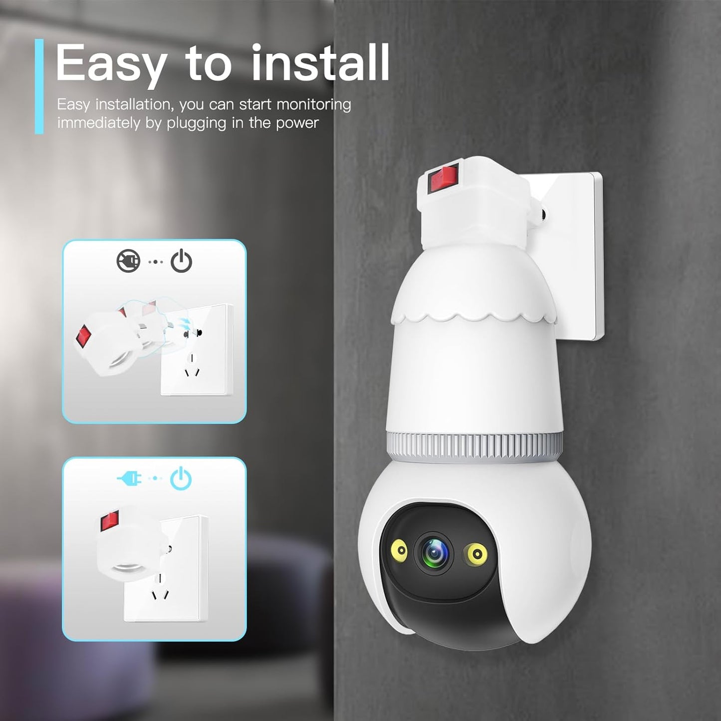 🔥All-New Upgrade✨4MP Light Bulb Security Camera 5G&2.4GHz Wireless Outdoor Indoor Camera with Night Vision
