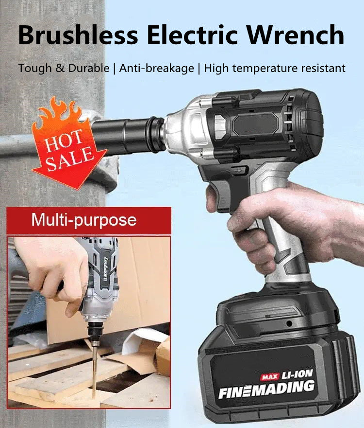 🔧40% OFF!⚡Cordless Brushless Impact Wrench 1/2 Inch, High Torque, 2x Battery Fast Charger🛠️