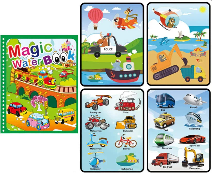 🎨 49% OFF NOW! ✨ Montessori Water Drawing Book - Reusable Pages with Invisible Patterns Revealed by Water Pen for Educational Fun 💦📚