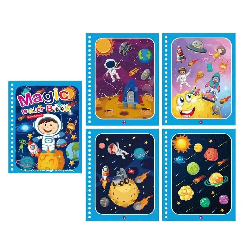 🎨 49% OFF NOW! ✨ Montessori Water Drawing Book - Reusable Pages with Invisible Patterns Revealed by Water Pen for Educational Fun 💦📚