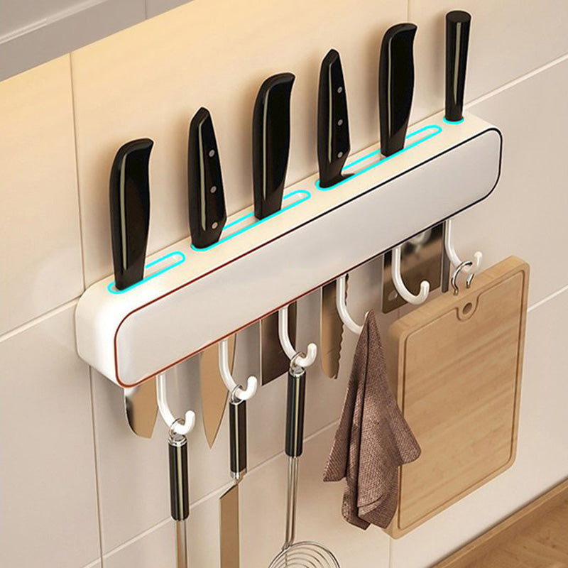 Multifunctional Wall-Mounted Knife Holder with Hooks