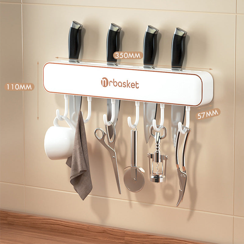 Multifunctional Wall-Mounted Knife Holder with Hooks