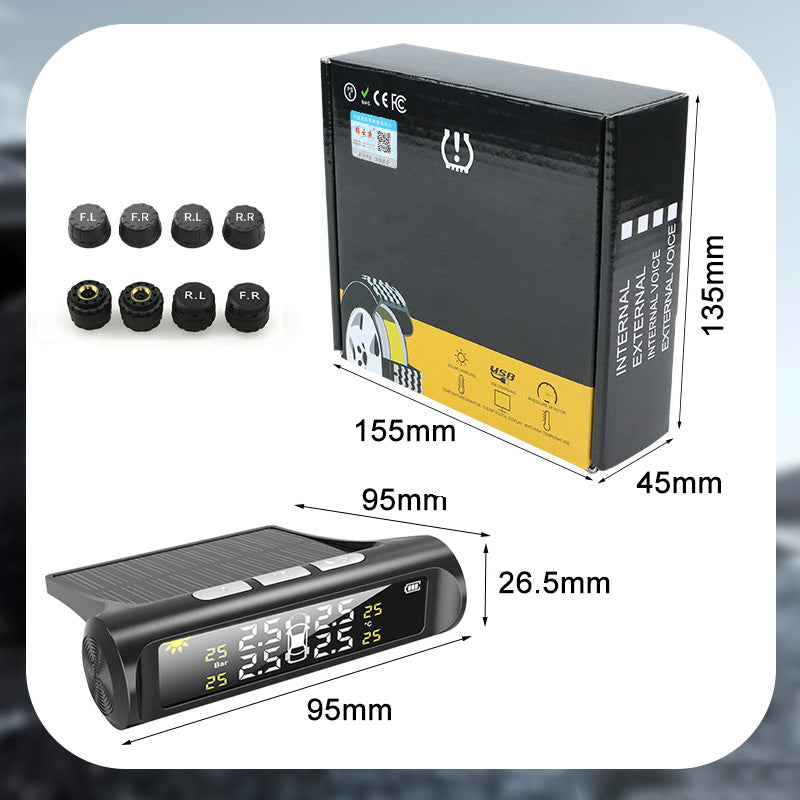 🚗Solar Real-Time Four-Wheel Display Tire Pressure Monitor